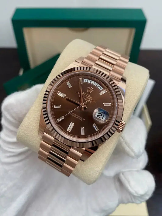 RLX DAYDATE ROSE GOLD CHOCLATE DAIL