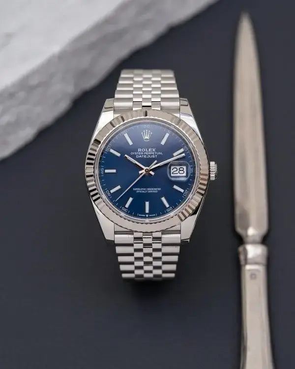 Rolex Datejust Silver Blue Dial Metal Watch