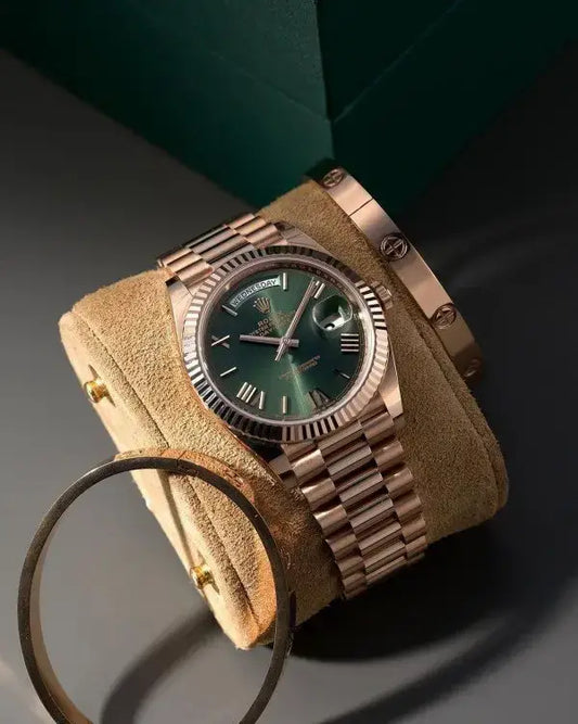 RLX DAY-DATE ROSE GOLD OLIVE GREEN DAIL